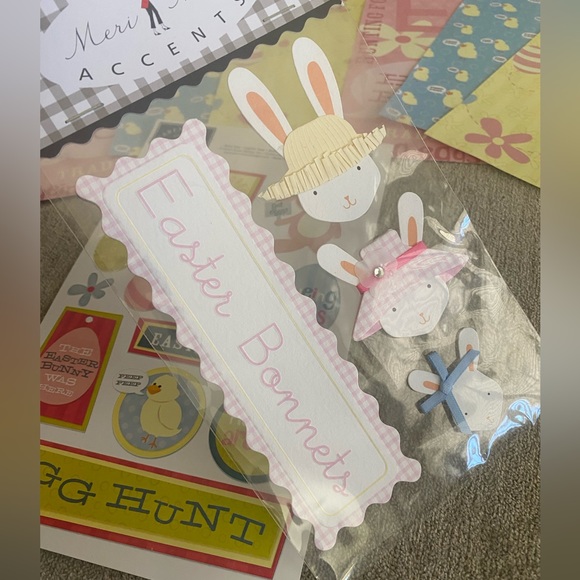 🐰 KAREN FOSTER EASTER SPRING STICKERS & SCRAPBOOK PAPER BUNDLE. RETIRED DESIGN - Picture 3 of 8